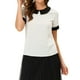 thumbnail image 1 of INSPIRAR CHIC Blusas de Manga Corta con Cuello Peter Pan en Contraste y Lunares XL Blancas, 1 of 6
