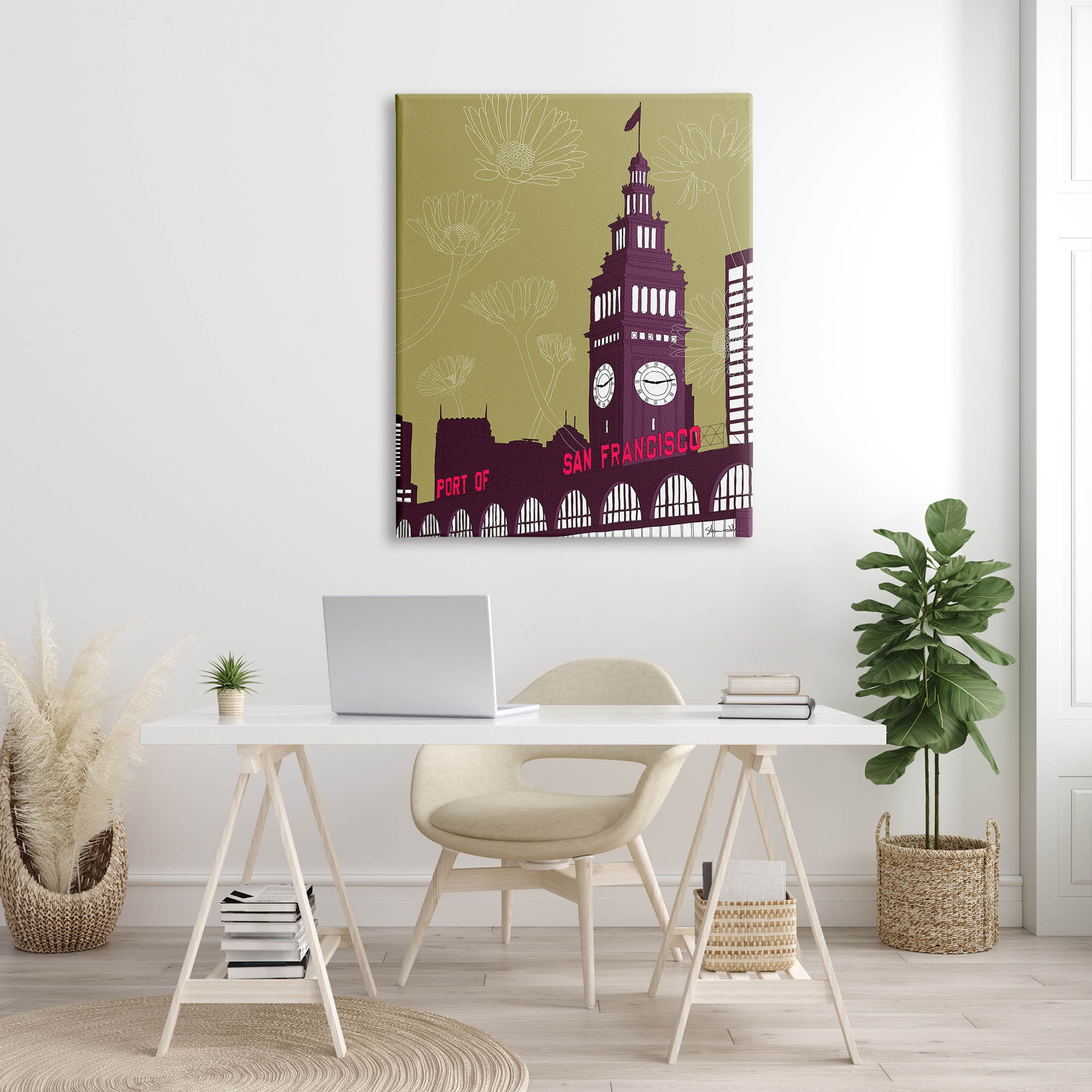 Stupell Industries Floral San Francisco City Graphic Art Gallery Wrapped Canvas Print Wall Art, Design by Shane Donahue