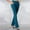 Blue*, variant on Women's Pants Solid Color Button Down Knit Flared Trousers High Waist Slim Fit Bootcut Slacks Stretchy Soft Comfortable Daily Wear Playful Vacation Trousers