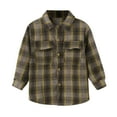 thumbnail image 1 of Gibobby Chaqueta de invierno para niñosNiños pequeños bebés Niñas Niños camisa de franela chaqueta a cuadros manga larga solapa botón abajo otoño camisa (Amarillo, 6-7 Años), 1 of 5