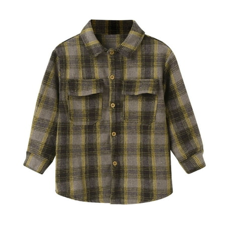 

Kids Toddler Baby Boys Girls Flannel Shirt Jacket Plaid Long Sleeve Lapel Button Down Fall Shirt Coat Outwear