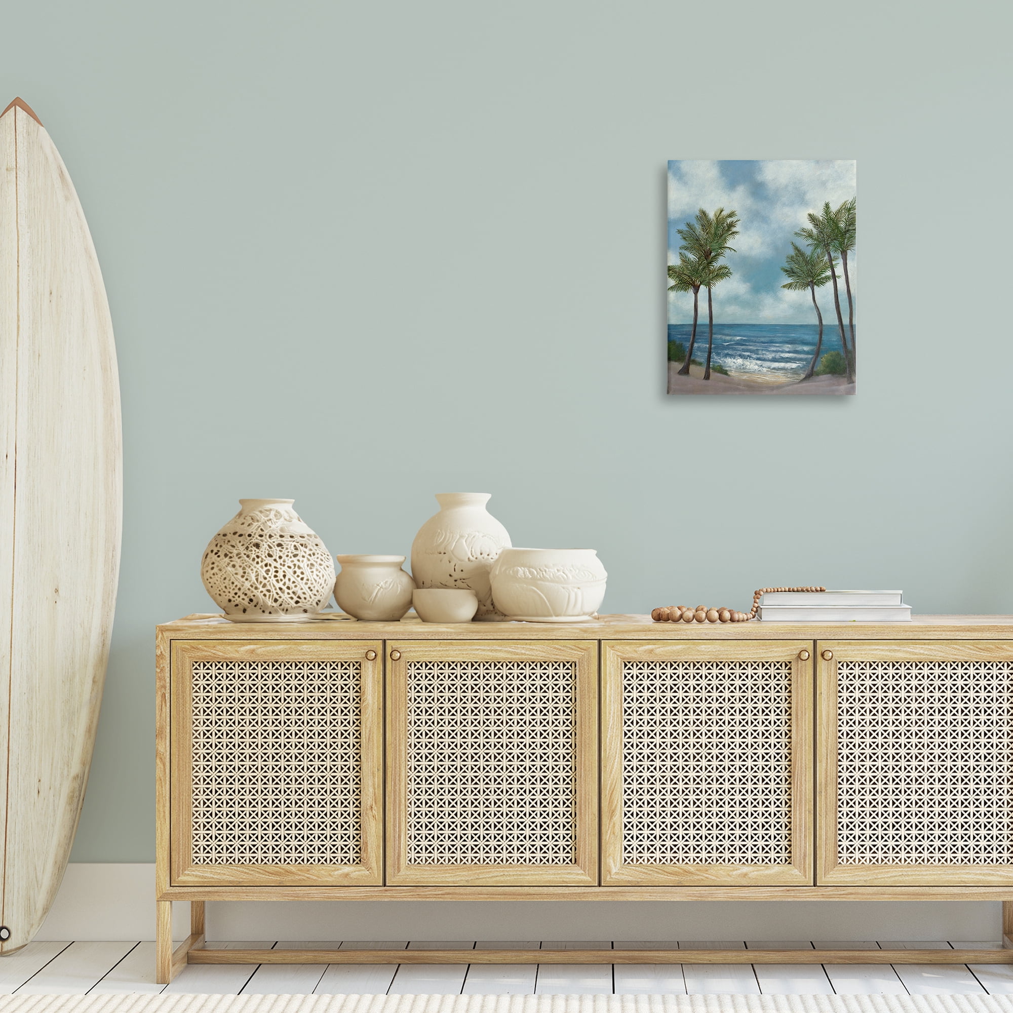 Stupell Industries Tropical Breaking Waves Landscape Painting Gallery Wrapped Canvas Art Print Wall Art, 16 x 20