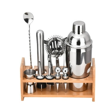 IIVLBUUJ Bartender Kit, 12 Pcs Mixology Bartending Set Bar Tools with Bamboo Stand, Cocktail Shaker for Home Bars Party(Titanium Grey)