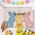 thumbnail image 2 of Welcome Easter Peeps Bunny Decorative Front Door Mat, Cute Rabbit Doormat Indoor Outdoor Non-Slip Floor Entryway Rug, Spring Home Kitchen Decoration 17x30 Inch, 2 of 6