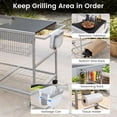thumbnail image 4 of Resenkos Foldable Food Prep Station with Lockable Wheels & Storage Shelf, Movable Grill Table Fits 18/22 Inch Weber Kettle for Camping, BBQ, Silver, 4 of 7
