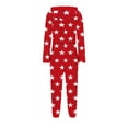 thumbnail image 4 of ATOGUTA Girls Fleece Pants Unisex Kids Fleece Hooded Jumpsuits Long Sleeve Rompers Sleepwear Outfits Size 5T-15, Red, 4 of 5