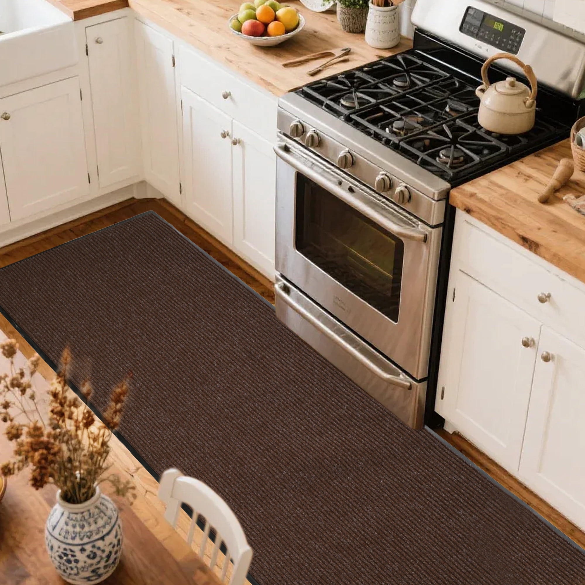 OVYEOFR Commercial Carpet Runner, 3' x 10' Commercial Rug with Rubber Backing, Heavy Duty Low Profile Indoor Outdoor Floor Mat for Entrance, Hallway, Kitchen, Garage, Brown