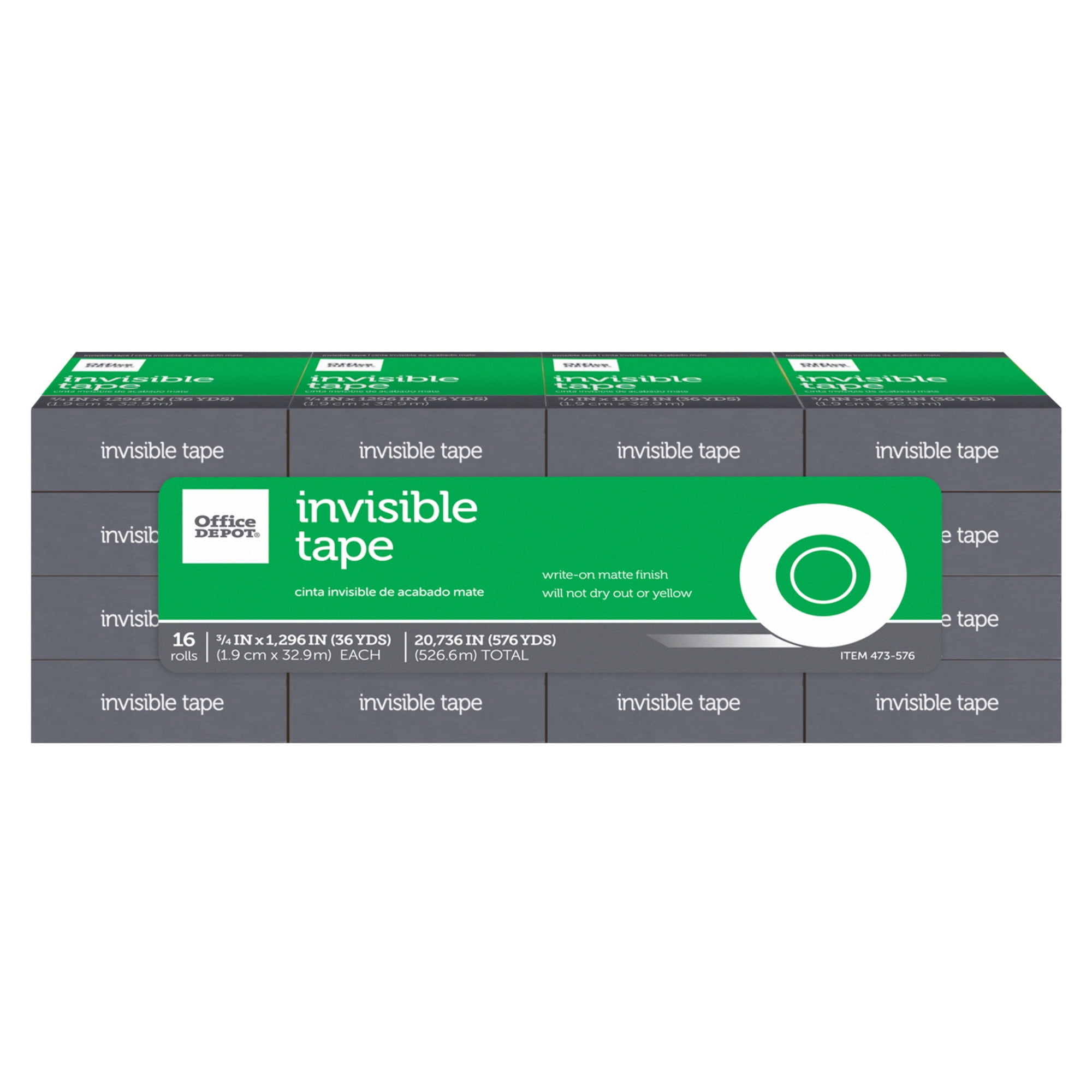 Office Depot Invisible Tape, 3/4in. x 1296in., Pack Of 16, ODIB343616