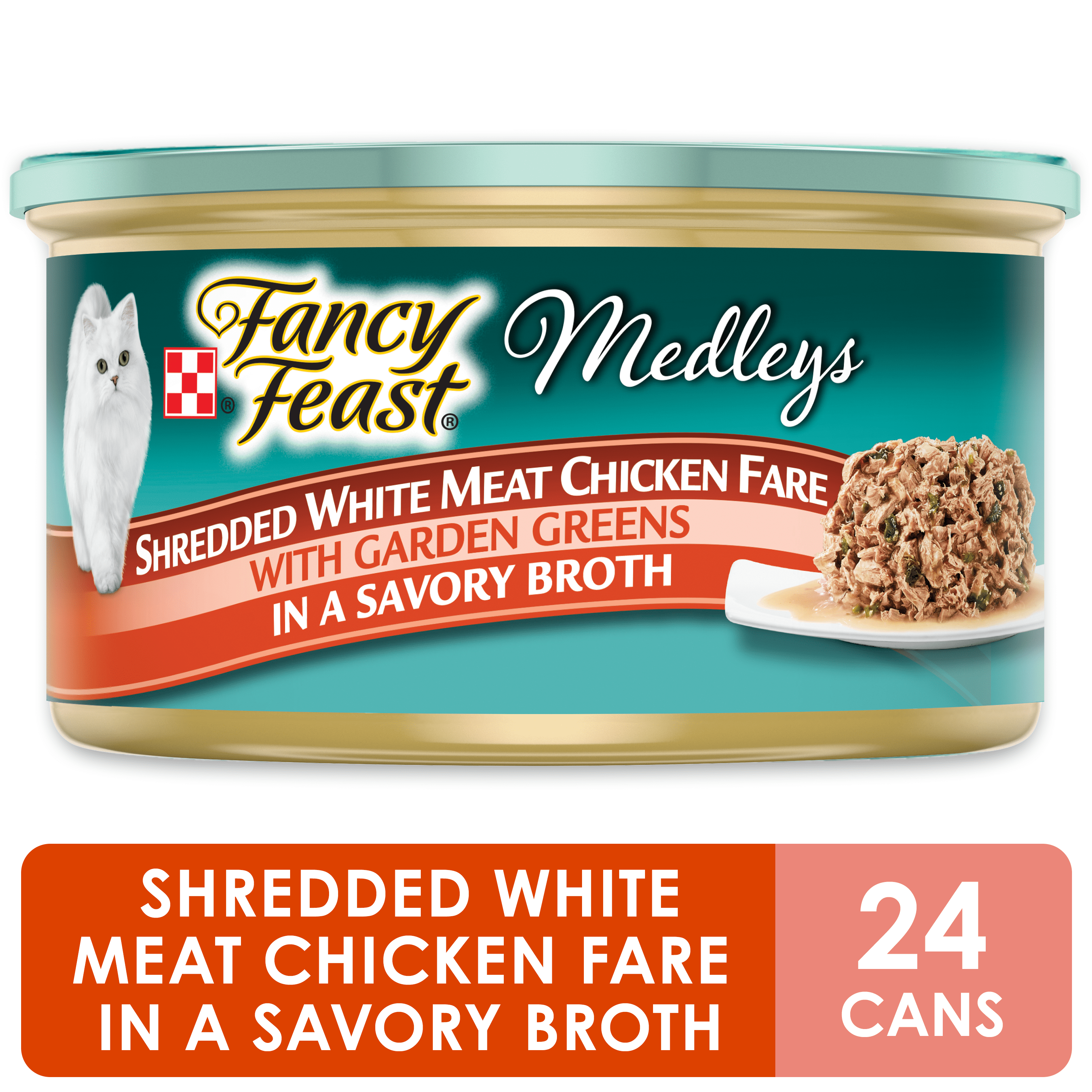 (24 Pack) Fancy Feast Broth Wet Cat Food, Medleys Shredded White Meat