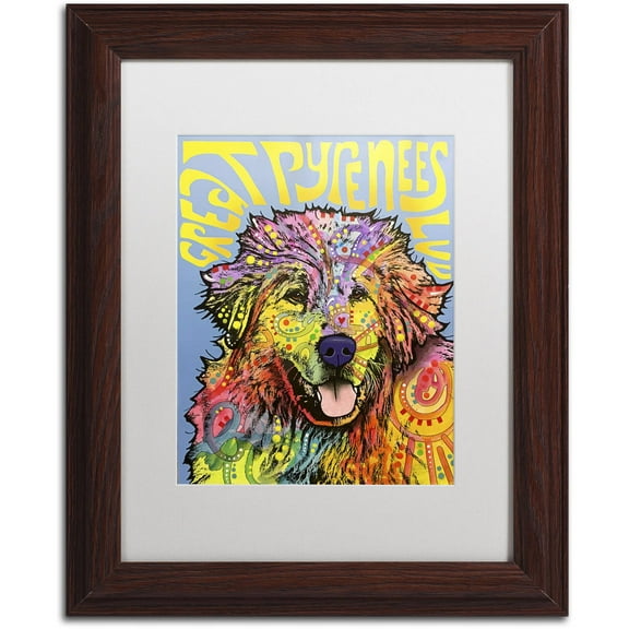 Trademark Fine Art 'Great Pyrenees' Canvas Art by Dean Russo, White Matte, Wood Frame