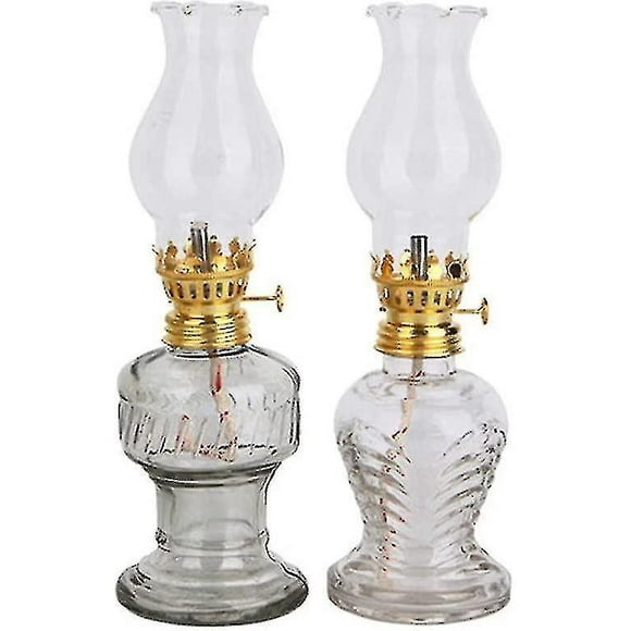 Vintage Oil Lamps For Indoor Use(set Of 2),8 Inch Height Kerosene Lamp With Hurricane Glass,rustic K
