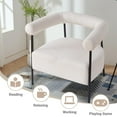 thumbnail image 5 of Pawverly Modern Boucle Accent Chair, Upholstered Curved Armchair with Soft Cushion and Black Metal Frame, Comfy Single Chair for Living Room, Bedroom, Office, Teddy White, 5 of 8