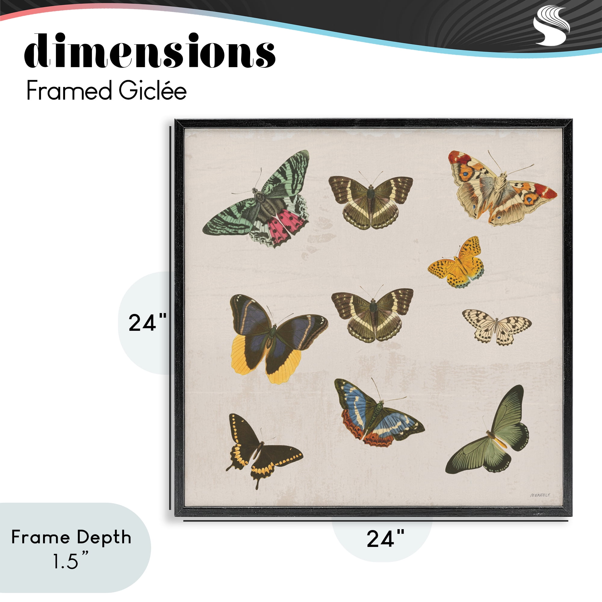 Stupell Industries Antique Butterfly Flight Black Framed Giclee Art, design by Dan Meneely