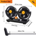 thumbnail image 5 of Ventilador de refrigeración para coche, circulador de aire de refrigeración eléctrico de doble cabezal de 12 V/24 V, ventilador automático giratorio de 360 ​​grados para sedán SUV/RV/barco/camión/vehículos automáticos (24 V) Rojo Verde, 5 of 5