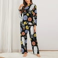 thumbnail image 2 of Pajama Sets for Women 2 Pcs, Buffalo Skull flowers Exotic Button Down Long Sleeve Sleepwear Lounge PJ Sets, 2 of 6