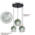 thumbnail image 5 of 3-Light Modern Green Ribbed Glass Pendant Lights Island Hanging Chandelier Globe Shade Flush Mount with Adjustable Cord Ceiling Pendant Light Fixture for Bedroom Living Room Kitchen Farmhouse, 5 of 6