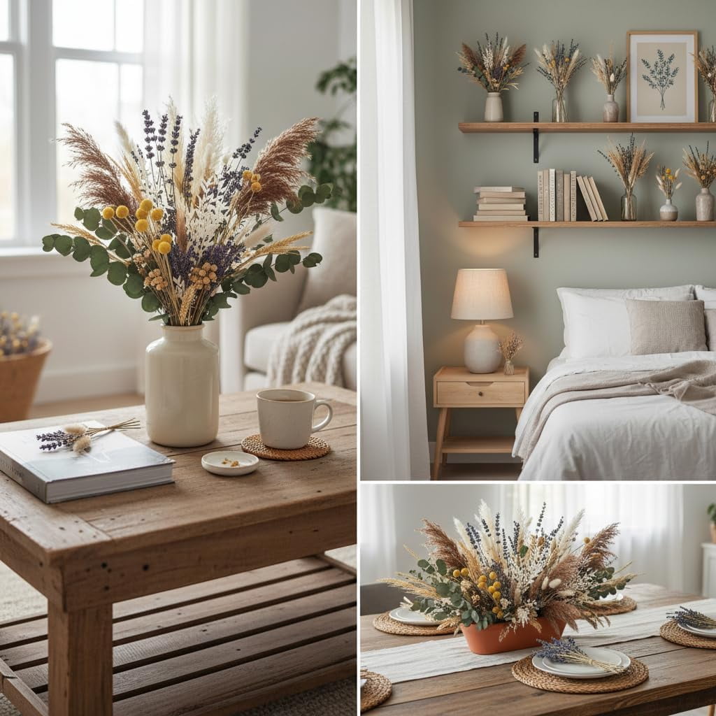 500PCS Dried Pampas Grass Bouquet  Floral Decor for Home Wedding Photoshoot
