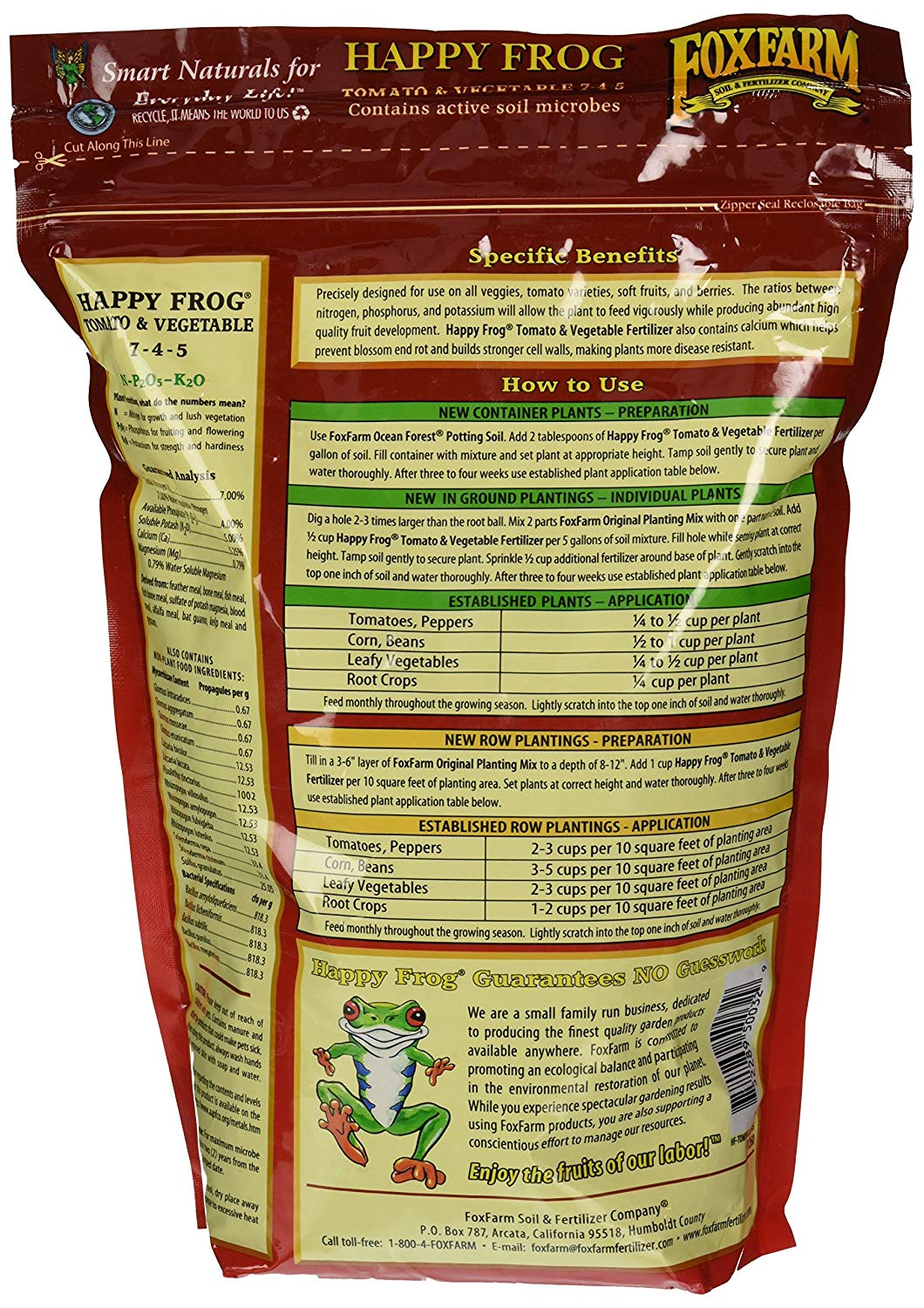 Happy Frog Tomato & Vegetable 7-4-5, 4 Pounds, Not sold in IL By FoxFarm