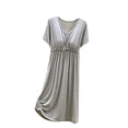 thumbnail image 2 of MYAOYI Womens Nightgown Casual Plus Size V-Neck Solid Color Summer Short Sleeve Comfy Midi Sleepwear with Built in Shelf Bra, 2 of 5