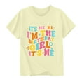 thumbnail image 2 of Frwgonr Girls Youth T-shirts Short Sleeves Blouse Crewneck Birthday Graphic Summer Kids Tee Tops 2-15 Years, Yellow, 2 of 5