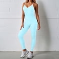thumbnail image 2 of KHONTS Women's Crisscross Sleeveless Bodycon Cami Jumpsuit Seamless Backless Workout Yoga Pants Rompers Sky Blue M, 2 of 7