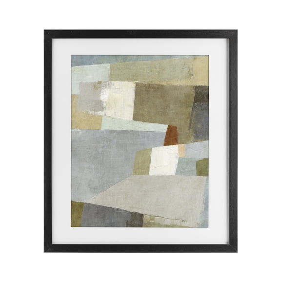 Stupell Industries Causeway Neutral Geometrics Black Framed Print Under Glass, design by Suzanne Nicoll