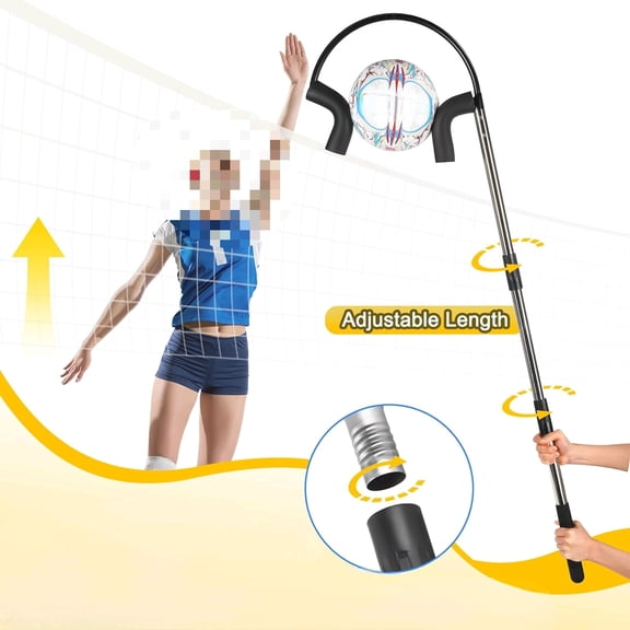 Volleyball Spike Trainer, Adjustable Length 55"-71" Volleyball Hitting Trainer, Double Arc Protection Quick Pickup Volleyball Training Equipment$$