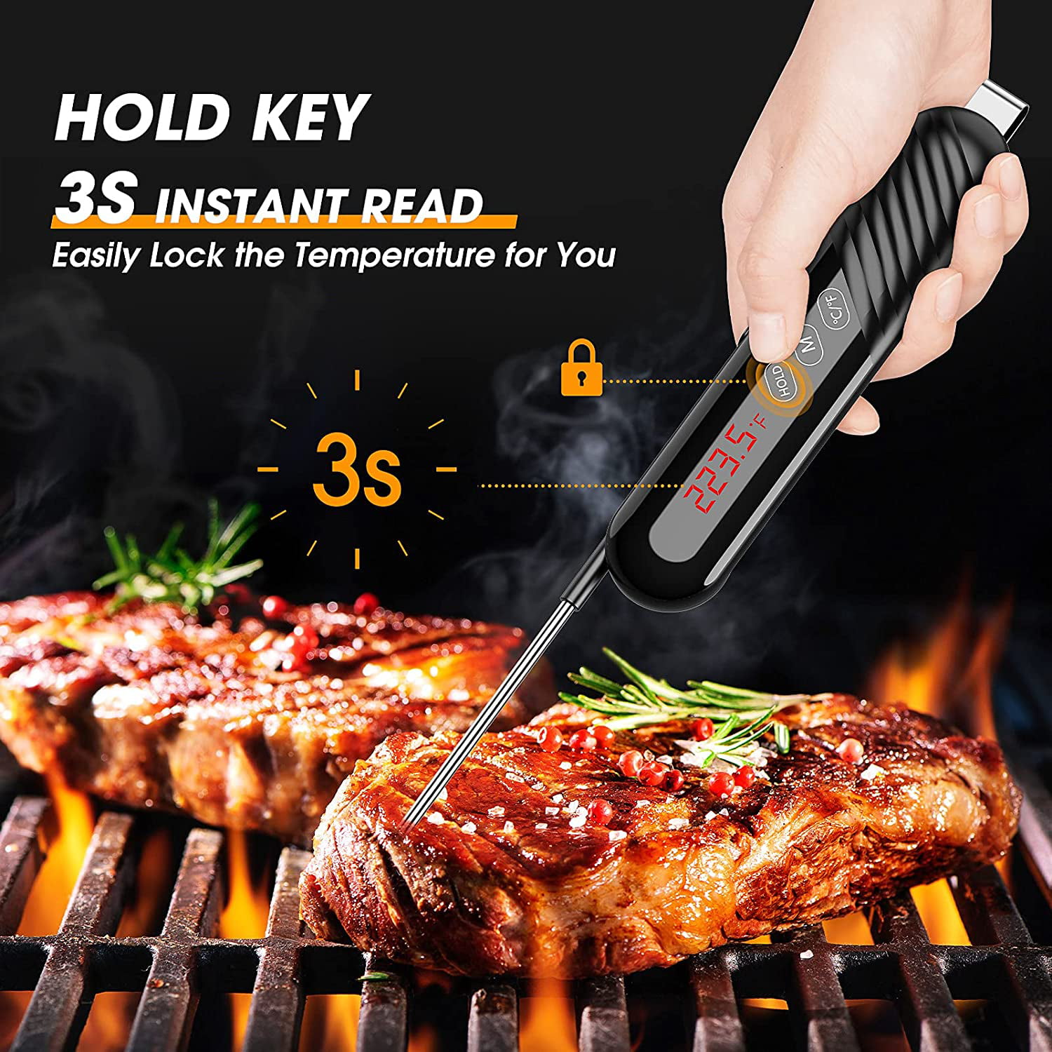 SGDL 1-2 Pack Digital Electronic Kitchen Cooking BBQ Grill Food Meat Thermometer N/A 2 Pack Large