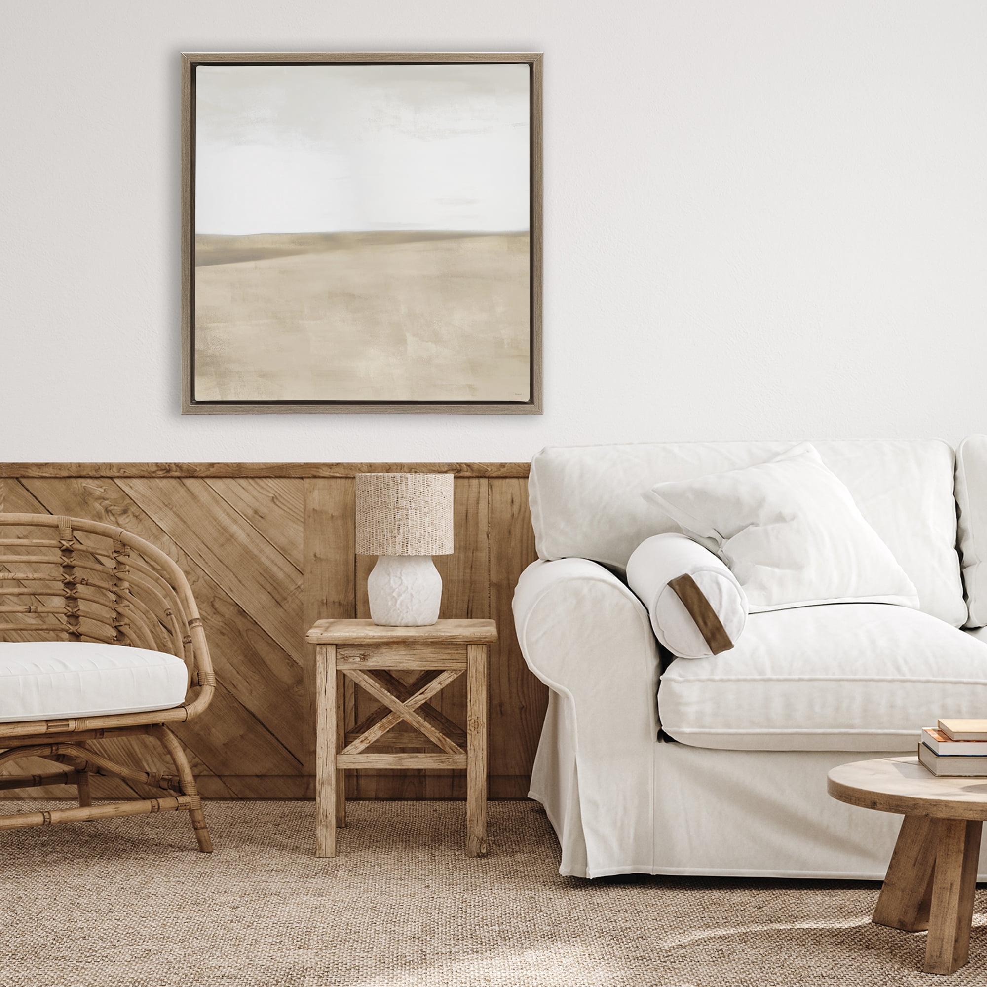 Stupell Industries Muted Smooth Hills Brown Framed Floater Canvas Wall Art, design by Dan Meneely