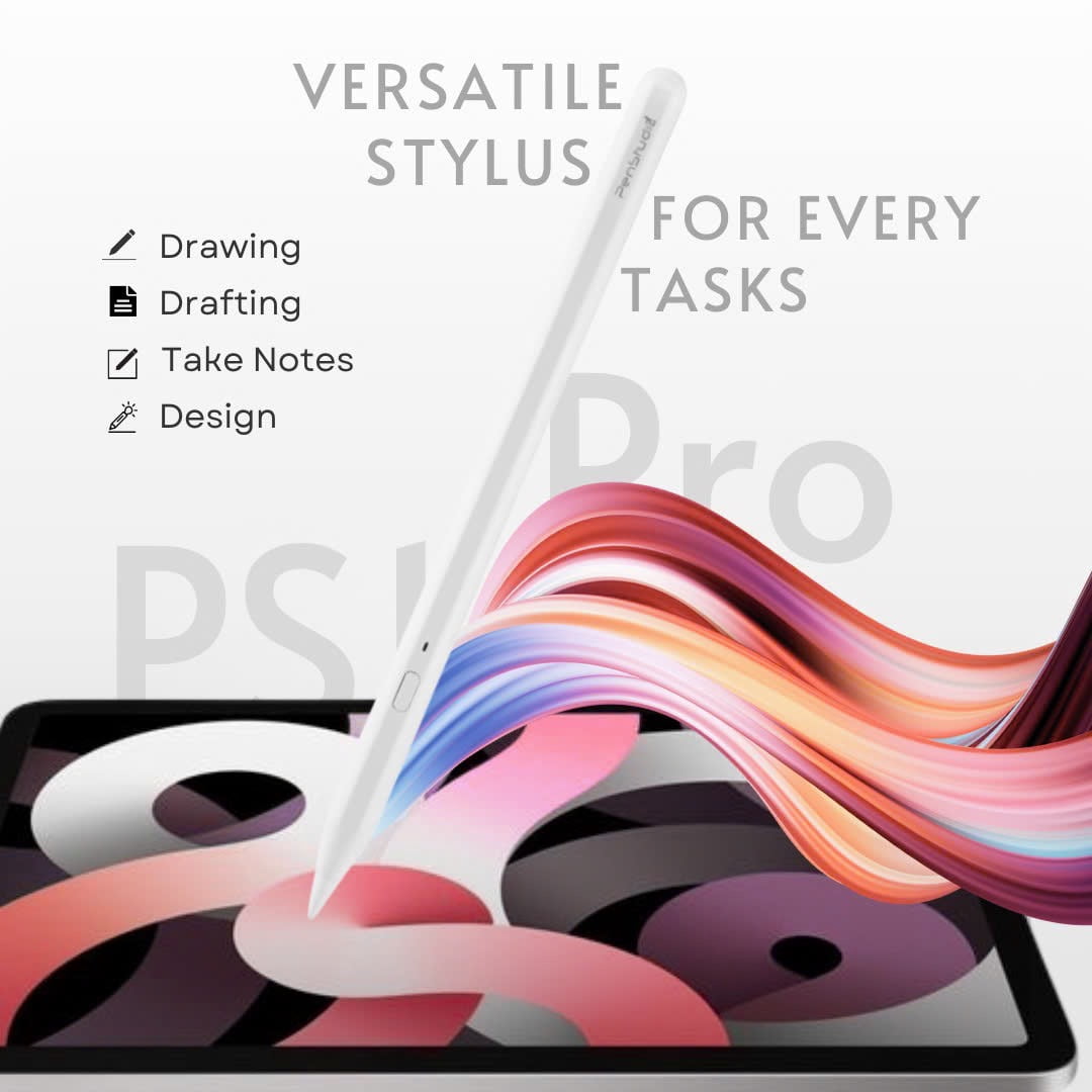 PS1-Pro Stylus Pen for Apple iPad 2018-2025｜Fast Charge Custom Shortcuts Pixel-Perfect with Metal Chrome Tip｜Pencil for iPad 11th & 10th Generation, Pro 11"/12.9"/M4, Air 3/4/5/M2/M3, mini 5/6th Gen