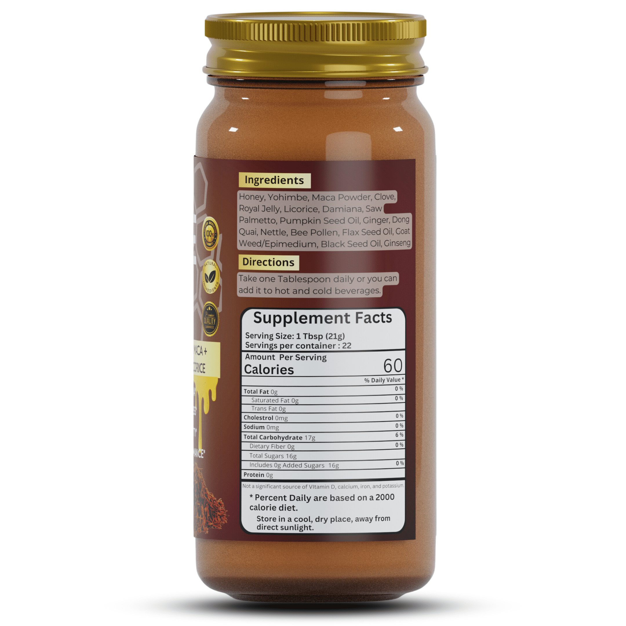 Herb To Body Yohimbe Honey | Multifloral Honey | Wildcrafted | 16oz