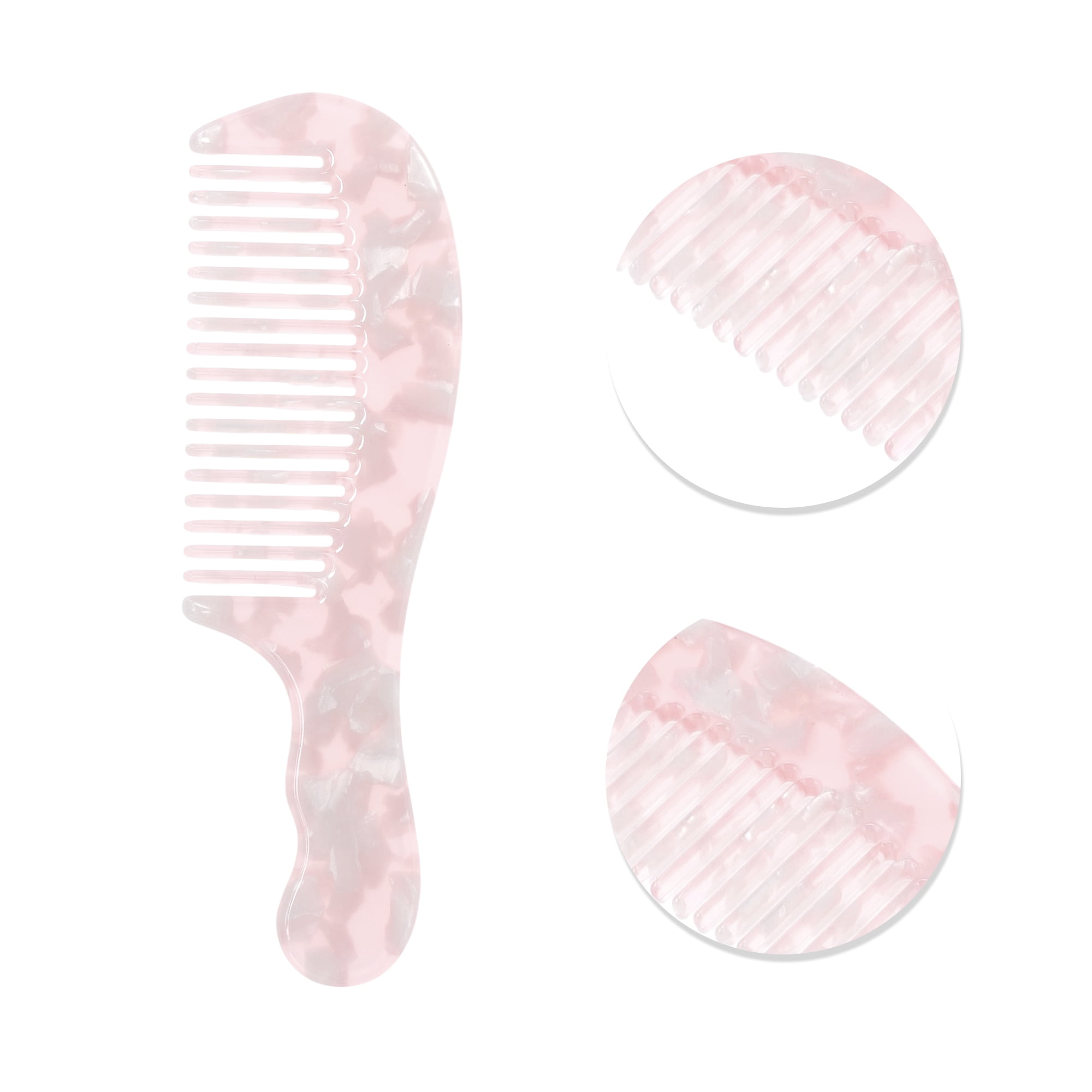 Unique Bargains Durable Marble Texture Large Tooth Comb 1 Pc Pink