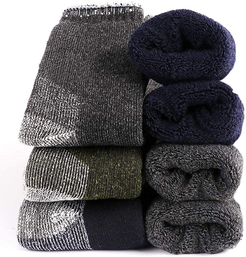 Mens Heavy Thick Wool Socks, Thick Warm Winter Socks, Hiking Socks Soft