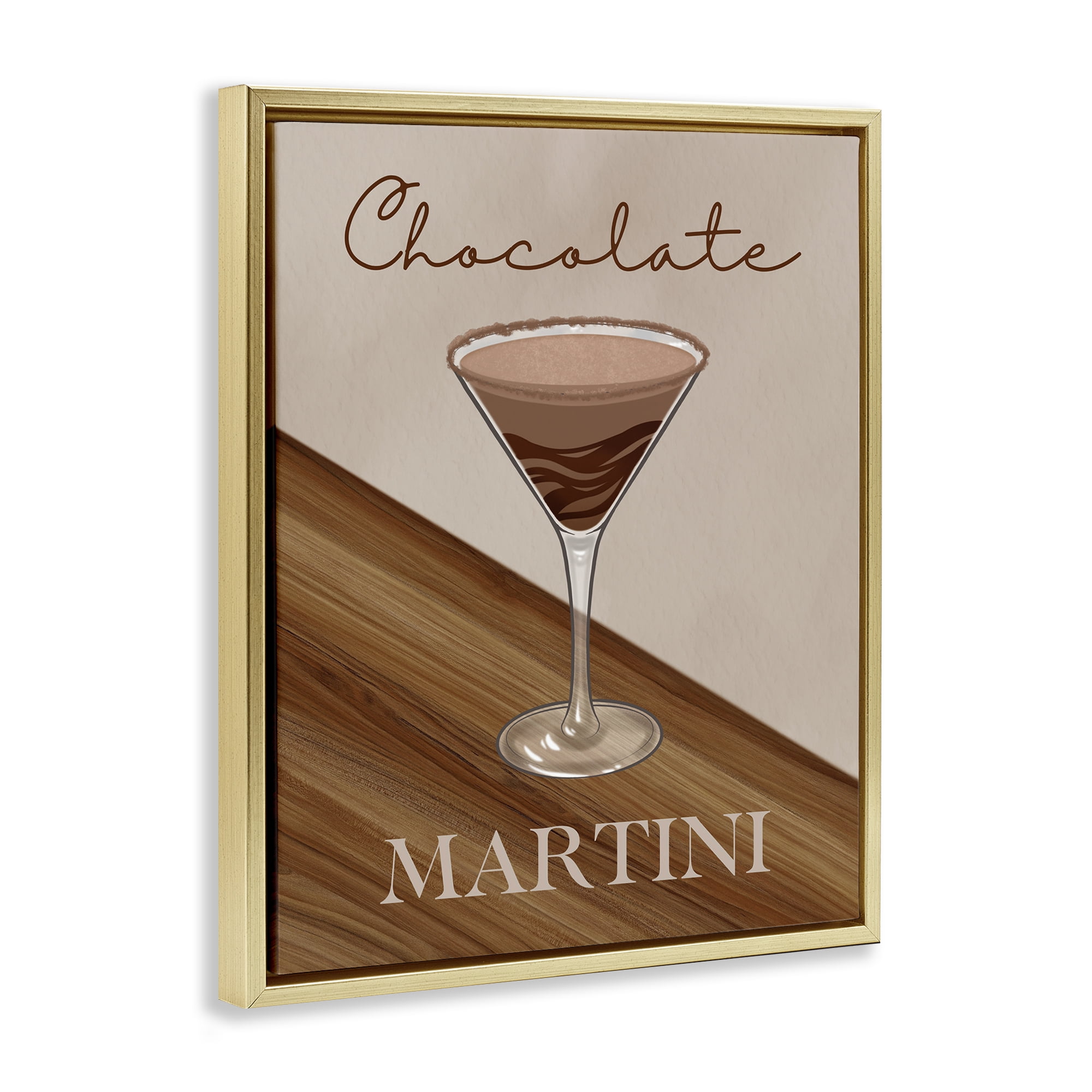 Stupell Industries Chocolate Martini on Brown Gold Framed Floater Canvas Wall Art, design by Marcus Prime