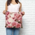 thumbnail image 2 of Pink Roses Pillow Covers 16x16 Inch Decorative Throw Pillow Cover, Spring Floral Elegant Pastoral Butterfly Retro Sofa Pillowcases Accent Cushion Case Home Decor Bedroom Living Room, 2 of 6