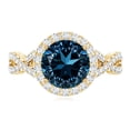 thumbnail image 4 of Rosec Jewels Real London Blue Topaz Diamond Engagement Ring with Halo - Designer Ring - AAA Quality - with Jewelry Box, 18K Yellow Gold, US 7.00, 4 of 8