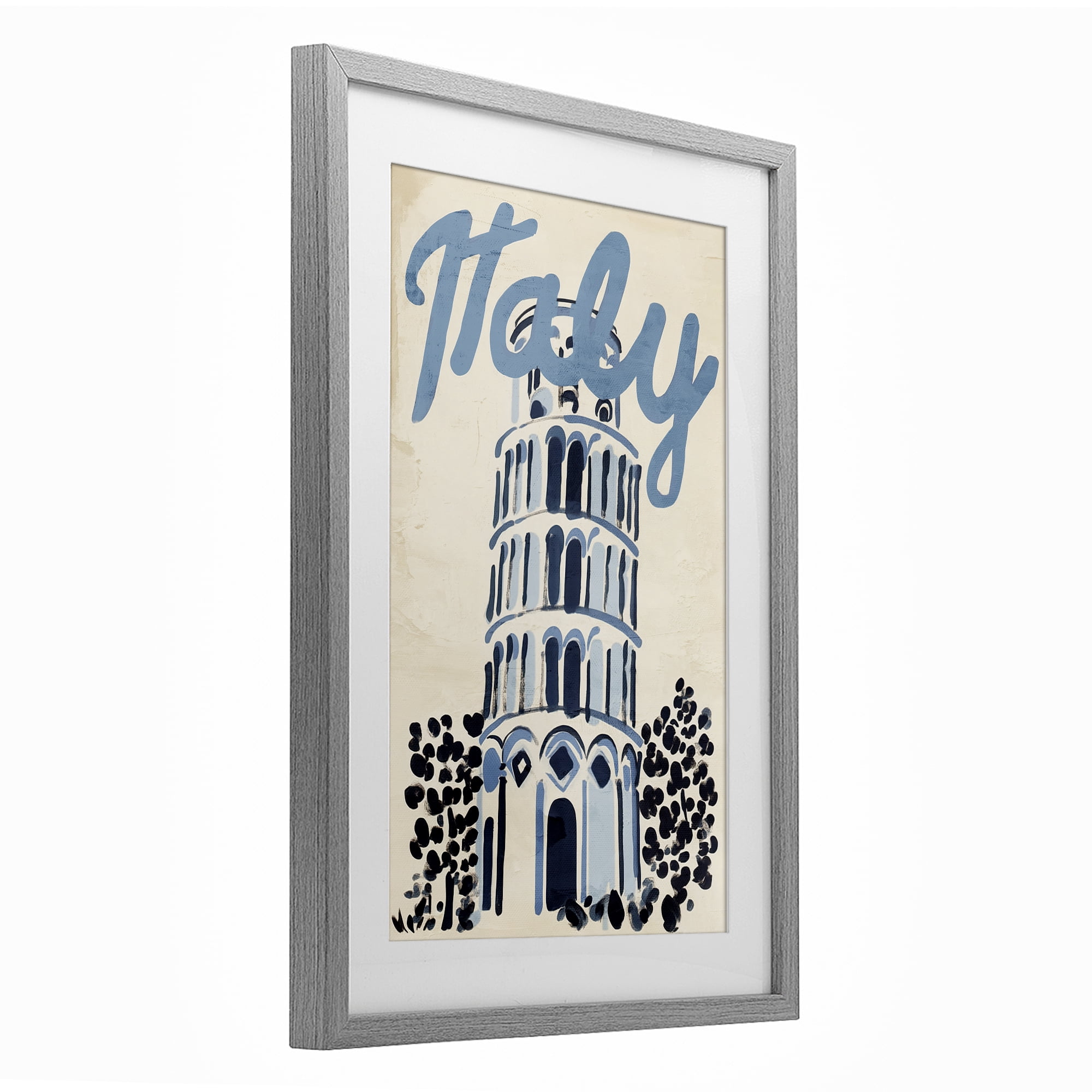 Stupell Industries Blue & Beige Italy Travel Gray Framed Print Under Glass, design by Annabelle Hall