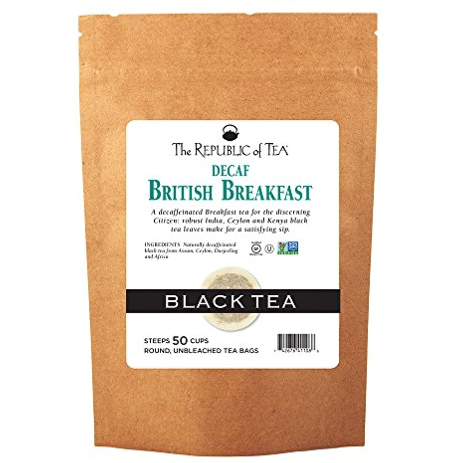 The Republic Of Tea Decaf British Breakfast Black Tea, 50 Tea Bags, Perfect Cuppa Morning Blend