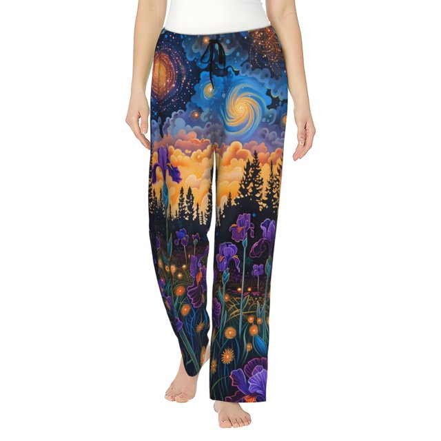 Balery Cosmic Irises At Twilight Pantalones de pijama para mujer, pijamas ultraligeros, pantalones de estar por casa-XX-Large
