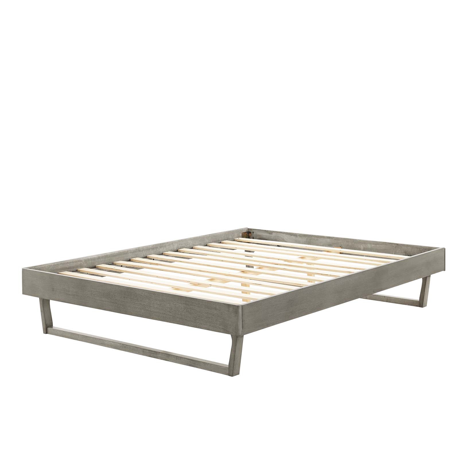 Platform Bed Frame, King Size, Wood, Grey Gray, Modern Contemporary Urban Design, Bedroom Master Guest Suite