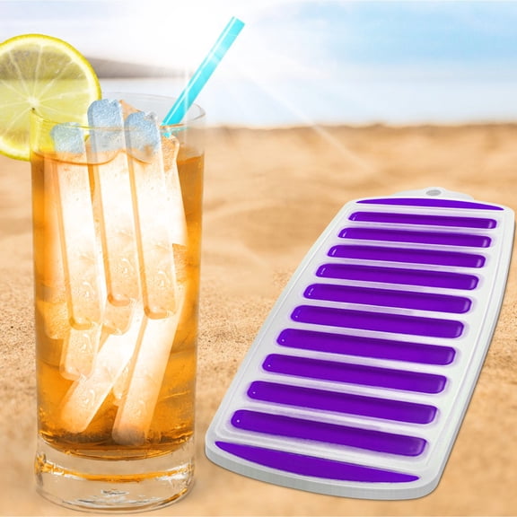 PATLOLLAV Water Bottle Ice Cube Tray with Lid,Quick-Freeze Ice Trays with 10 Ice Cube Slots,Silicone Ice Cube Tray Makes Long Cylindrical Ice Cubes, Ice Cube Tray Silicone
