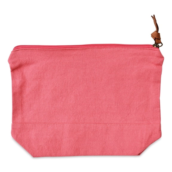 Harvest Import Washed Canvas Zipper Pouch - Pink, 8"H x 11"W x 3"D