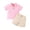 Pink, variant on Quealent Toddler Boys 2 Piece Suit Textured Knit Polo and Shorts Striped Trim Breathable Outfit Sets (Pink, 18-24 Months)