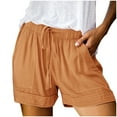 thumbnail image 2 of GZWYHT Shorts for Women Lounge Pants Women Splice Comfy Waist Pants Shorts Loose Elastic Pocketed Womens Casual Drawstring Pants Comfy Pants Women Flowy Shorts for Women Orange 5XL, 2 of 6