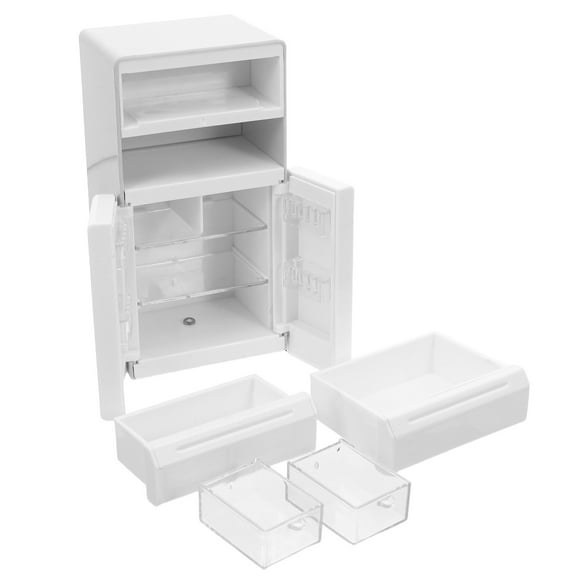 WEUVEB Mini Toy Fridge with Light Realistic Design for Dollhouse Kitchen Scene Accessories White 1:12 Scale
