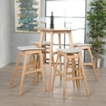 thumbnail image 4 of GDF Studio Hosk Light Beige Fabric/ Natural Oak Finish Circular 5 Piece Bar Height Dining Set, 4 of 9