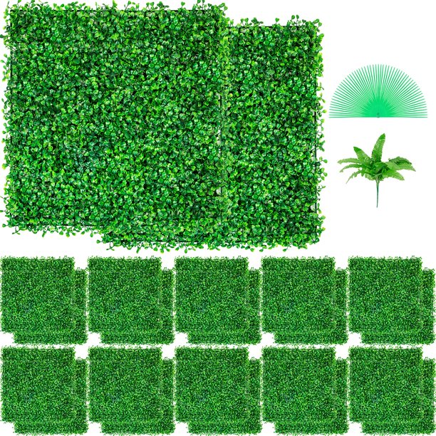 Panel de pared con seto de boj artificial VEVOR, 24 piezas, 25 x 25 cm