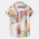thumbnail image 4 of Hombres Casual Botones Playa Sin posicionamiento Estampado floral Turndown Camisa de manga corta Blusa Pompotops oipoqjl49568, 4 of 9