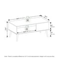 thumbnail image 3 of Furinno Claude 2-Tier White Coffee Table, Mid-Century Style Coffee Table with Wooden-Legs, Side Table with Open Shelf, for Living Room, Bedroom, Home Office, Light Marble, 3 of 5