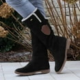 thumbnail image 2 of Mid Calf Snow Boots for Women Warm Fuzzy Lined Suede Round Toe Casual Winter Long Booties Zip up Lug Sole Low Heel Trendy Tall Boots, 2 of 5